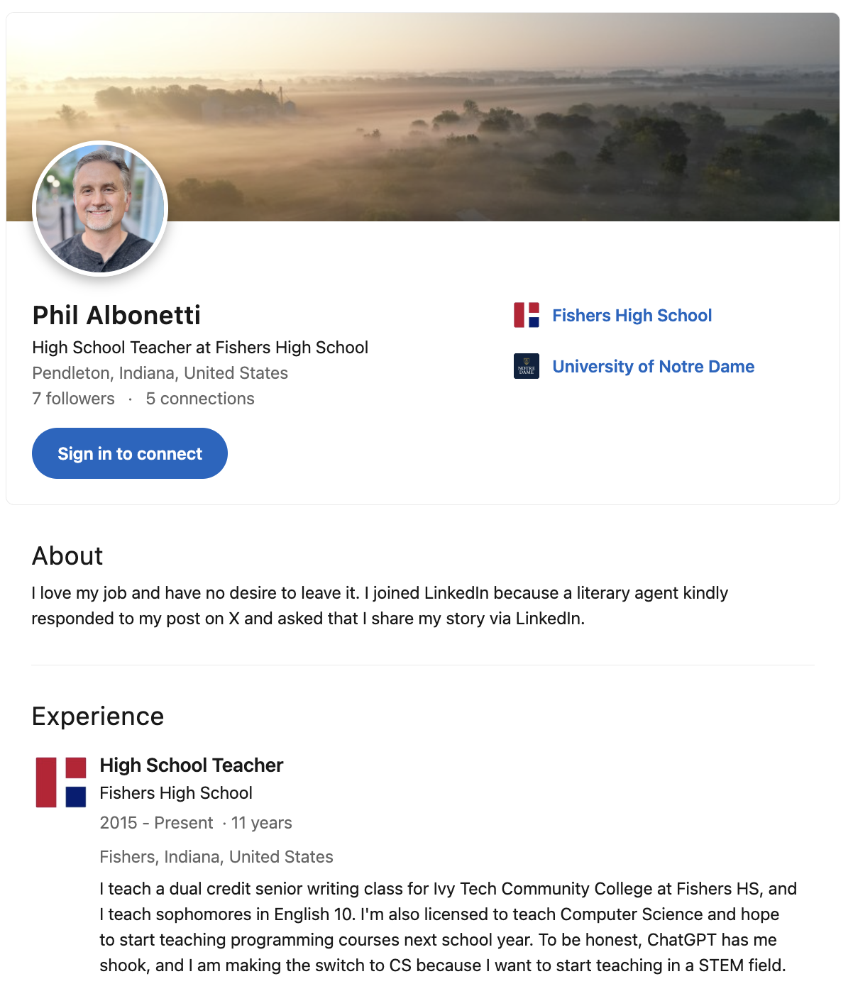 screenshot of LinkedIn